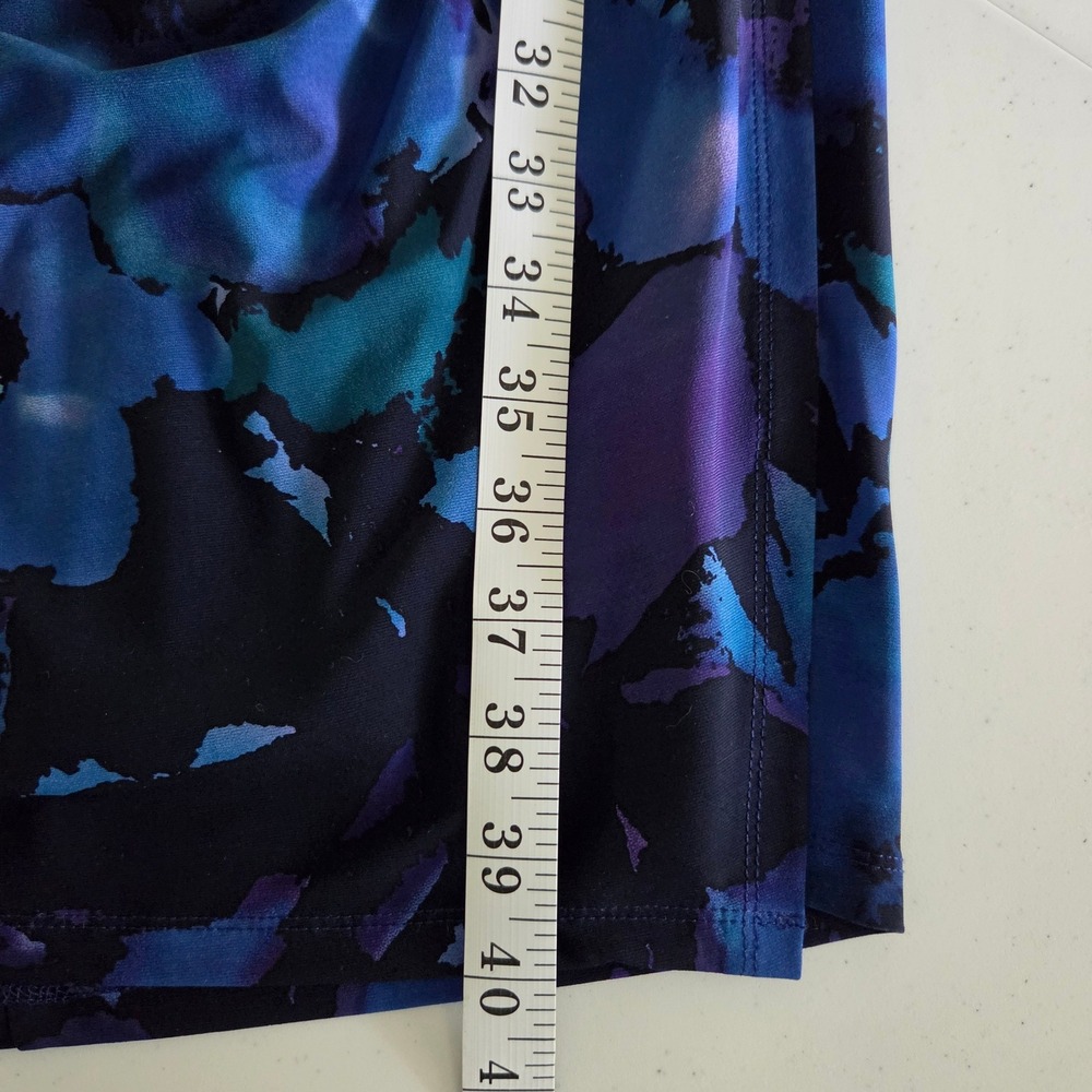 Lauren Ralph Lauren Blue Purple Abstract Floral Ruched Sheath Dress Size 10 - Picture 6 of 11